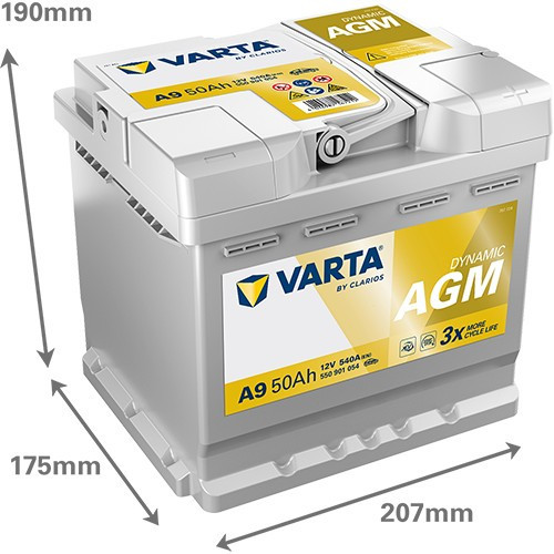 550901 VARTA DYNAMIC AGM A9 12V 50Ah 540A