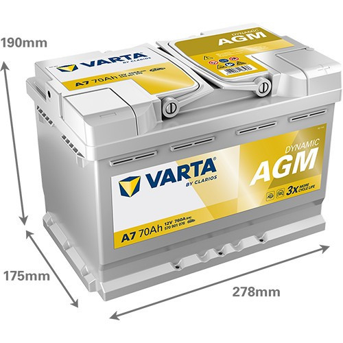 570901 VARTA DYNAMIC AGM A7 12V 70Ah 760A