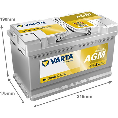 580901 VARTA DYNAMIC AGM A6 12V 80Ah 800A