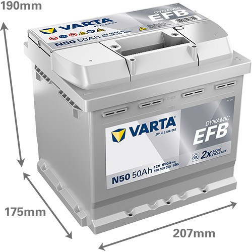 550500 VARTA DYNAMIC EFB N50 12V 50Ah 550A
