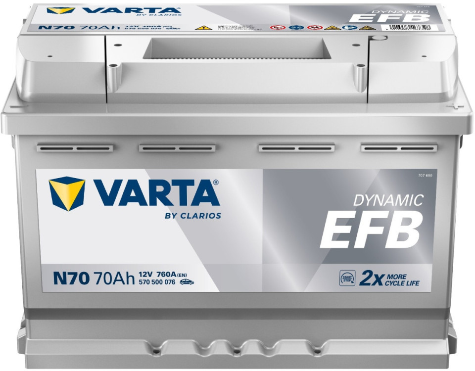 570500 VARTA DYNAMIC EFB N70 12V 70Ah 760A