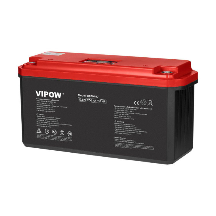 VIPOW LiFePO4 12V 200Ah BMS Bluetooth