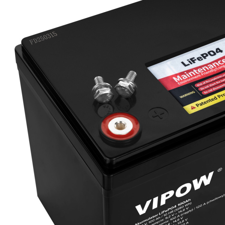 VIPOW LiFePO4 12V 100Ah BMS bez Bluetooth č.3