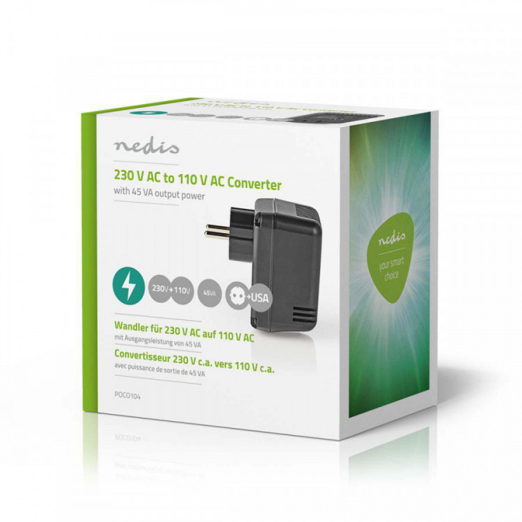 Měnič napětí 230V na 110V 50Hz 45W (POCO104).