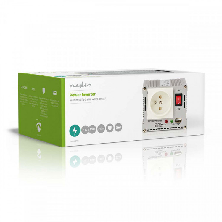 Měnič napětí 12V 230V 300W NEDIS s USB výstupem. PIMS30012E č.6