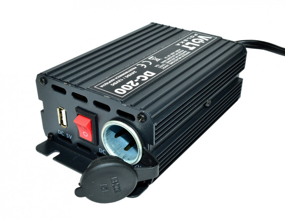 Volt Polska měnič 24V na 12V, 15A,  200W, s USB